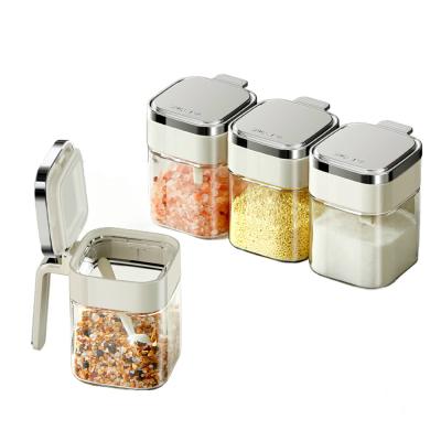 China 2024 New design Household kitchen Seasoning Storage Container Glass Spice Jars with stainless steel Lids for sale