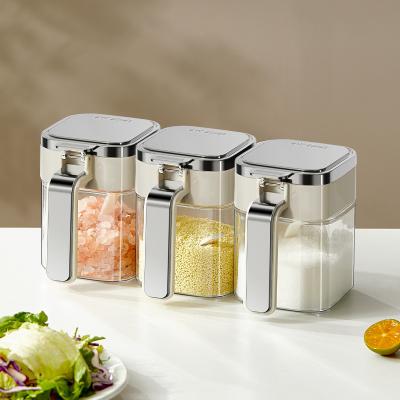 China 2024 New Design Household Kitchen Seasoning Storage Container Glass Spice Jars With Stainless Steel Lids for sale