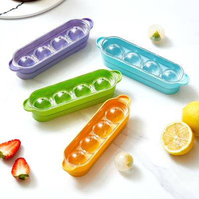 Chine 4 Grids Ice Ball Molder Silicone Ice Tray Home Refrigerator Homemade Spherical Molder Ice Cubes Molds à vendre