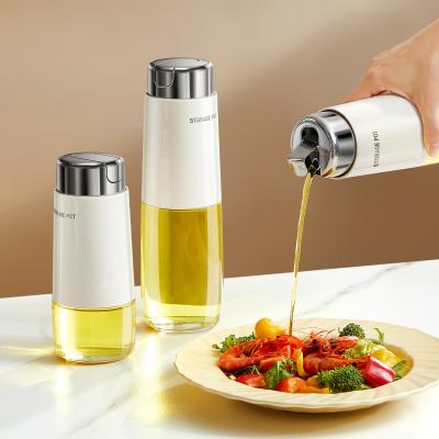 China 280 ml 500 ml Keukenglas Auto Flip Olie Dispenser Kooklekkestof Druppelvrij Roestvrijstalen Kap Olie Container Sojasaus Fles Te koop