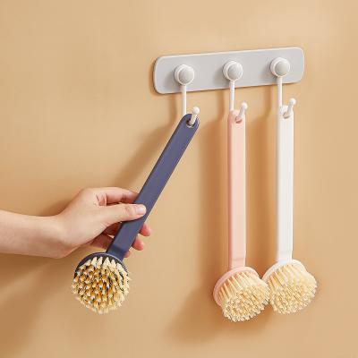 China Kitchen Dishwashing Pot Wash Frying Pan Rough Prevention Cleaning Brush with Handle for sale