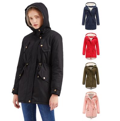 China Hot Sale 2021 Winter Outerwear Cotton Reversible Top Female Hooded Thin Winter Coat Women Plus Size Basic Jacket for sale