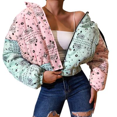 China Wholesale 2021 Winter Fashion Reversible Bandana Hooded Thermal Women's Bubble Coat Women's Casual Stripper Jacket for sale