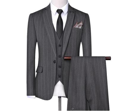 China Single breasted button stripe one button formal gentleman size men's suits business prom simple slim fit wholesale more than 3 pieces for sale