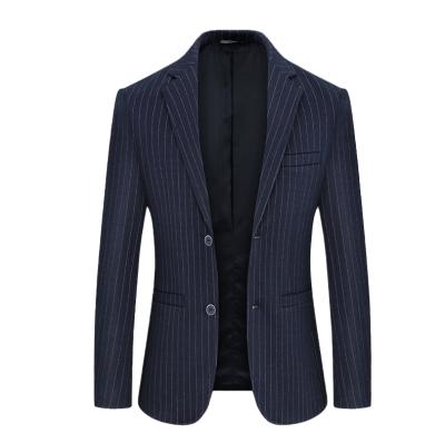 China Custom Made High Quality Modern Fabric Anti-Wrinkle Stripe OEM Navy Suits Mens Suits Formal Men's Suits for sale