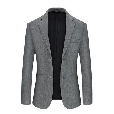 China Wholesale High Quality Formal Modern Business Anti-wrinkle Gray Stripe Clothing Fabric Suits Men's Suits for sale