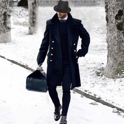 China Amazon New Breathable Business Men's Coat Elegant Long Wool Windproof Coat Men's Winter Coat for sale