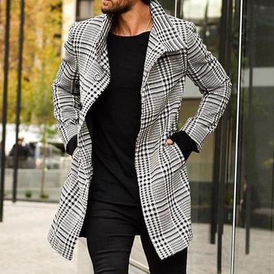 China High Quality Breathable Men's Grid Overcoat Long Windproof Coat Men's Winter Business Coat Wool Coat for sale