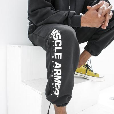 China Custom Letter Print Sweatpants Winter Warm Knitted Casual Pants Men's Breathable Sports Pants for sale