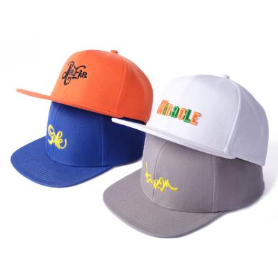 China COMMON Wholesale Adults 6 Panel Snap Back Flat Brim Snapback Plain Fitted Flat Brim Custom Logo Hat Custom Hats for sale