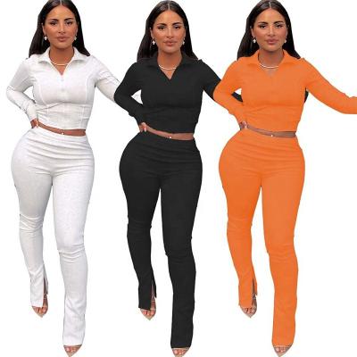 China Sustainable Fashion Cotton Sweat Suits Jogger Pants Crop Top Hoodie 2 Piece Set Women for sale