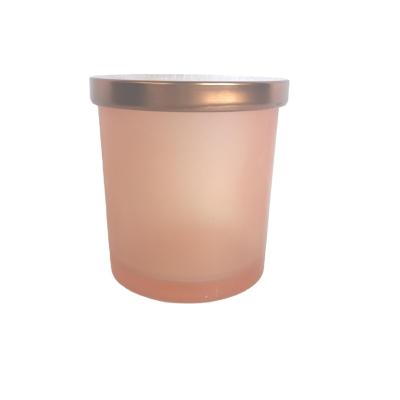 China 2021 315ml 215ml Matte Frosted Home Candle Orange Jar Jar Round Bottom Candle Jar for sale