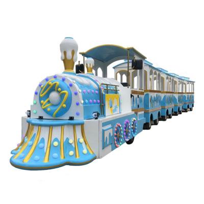 China Alloy and FRP Christmas Funfair Electric Guided Trackless Amusement Train Amusement Park Rides For Sale for sale