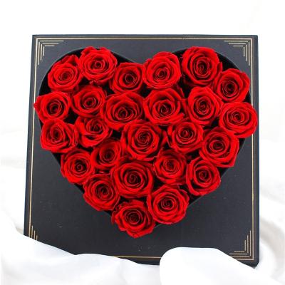 China Forever Luxury Preserved Roses , Flower Heart Box For Wedding Gift for sale