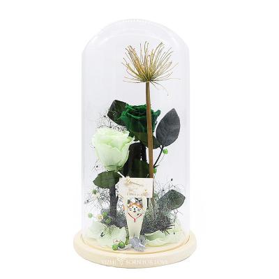 China Eternal Roses In Glass Home Cute Decoration Preserved Flower Gift Boxs For  Valentine’S Day for sale