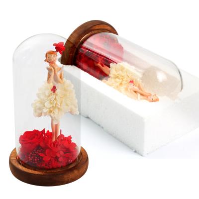 China Valentine'S Day Gifts For Lovers Preserved Rose In Glass Dome for sale