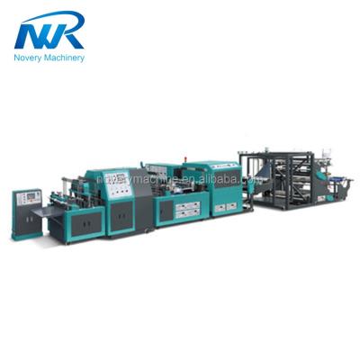 China Automatic tension (press roll sensor) nonwoven bag making machine automatic 5 in 1 20-110picture/min (stereo bag with handle sealing 50-60pcs/min) 0.6-0.9mpa 120picture/min for sale