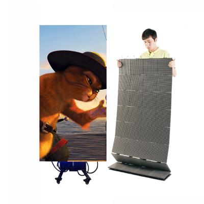 China Indoor Led Display 1*2m Removable Led Display P3.9 Led Fold Portable Led Curtain 360 Nationstar Screen for sale