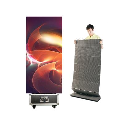 China Led Display Curtain Fold Directly Hanging Screen Easy Motion CIN 2153 High Refresh 8000hz Thickness 16mm Lifting Column Led Display for sale