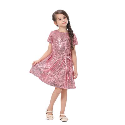 China Wholesale Hot Selling Breathable Girls Dress Lovely Guilty Dress For Kids Sleeveless Sequin Fabric Dress Dress For Girl for sale