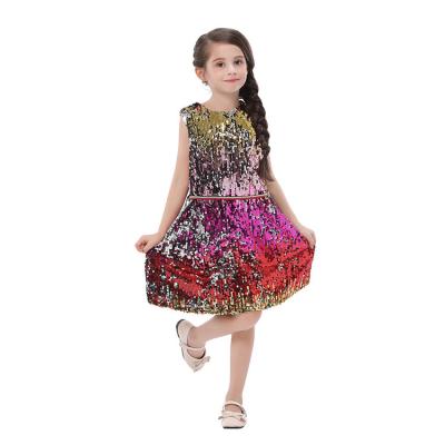 China China Wholesale Breathable Girls Dress Lovely Guilty Dress For Kids Sleeveless Sequin Fabric Dress For Girl for sale