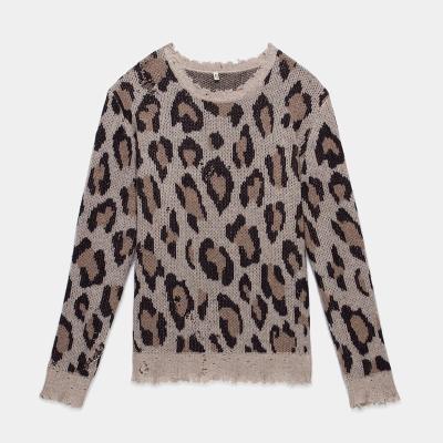 China Factory Professional Leopard Thickness Anti-Wrinkle Anti-Pilling Loose Breathable Women's Standard Sweater for sale