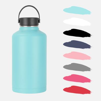 China PORTABLE High Quality 64oz Large Capacity Travel Camping Outdoor Water Bottle For Sports Stainless Steel Drinkware Bottle With Handle for sale