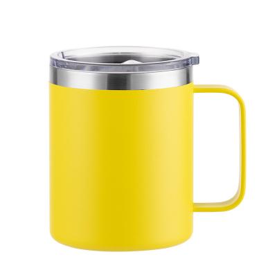 China 12oz Travel Tea Mug Stainless Steel Tumbler With Handle Double Outdoor Durable High Quality Outdoor Camping Wall Insulated Tumbler Coffee Mugs for sale