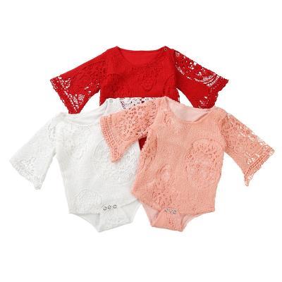 China Lolita Style The Baby Bodysuit Long Sleeve Baby Clothes Lace Up Cute Long Sleeve Toddler Clothing for sale