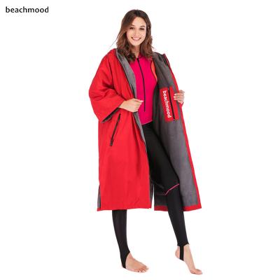 China Anti-UV Zipper Up Change Long Robe / Surf Poncho With Soft Inside Adult Waterproof Hooded Blanket for sale