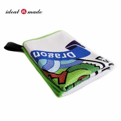 China Microfiber 350gsm 24x15 QUICK DRY Normal Printed Waffle Golf Towel for sale