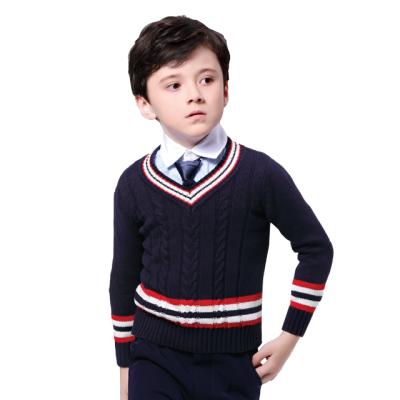 China Custom Made School Factory Children's Top Workmanship Multi Color School Sweater + Shirt + Cardigan Pants Set SU-S-004 for sale