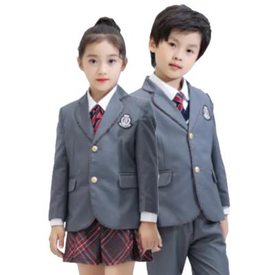 China Wholesale Gray School Check Pattern School Uniform Skirt Cloth Plaid Pinafore Dress Designs SU-F-004 for sale