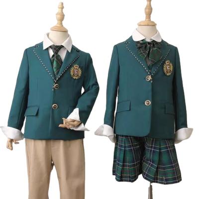 China Custom Green Kids Kindergarten Series Kindergarten Series School Suit Primary School Uniform Children High for sale