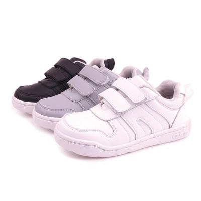 China Black Gray White Leather Anti-slippery Sports Shoes PU School Comfort Kids Uniform Shoes for Boys and Girls Black SU-B-002 for sale