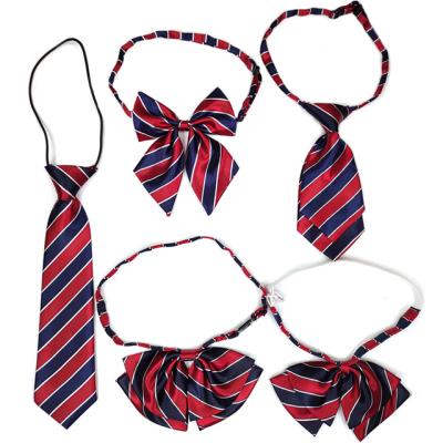 China New School Style School Uniform Tied Woven Boys Tie Ties For Kids Graduation Female Butterfly Silk Bow Ties SU-T-001 for sale