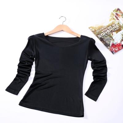 China Wholesale Fashion Anti-Wrinkle Fashion Layer Woman Pure Silk Knitted Stretchy Low Cut Shirt for sale