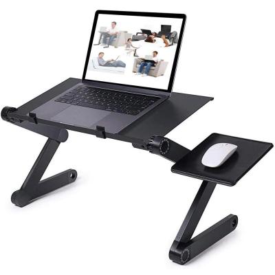 China Wholesale Home Office Aluminum Folding Laptop Table (Height) Adjustable With Fan Bed Side Table Portable Adjustable Folding Laptop Desk for sale