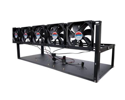 China Steel Factory Wholesale 6 8 12 GPU Open Air Shell Case Frame Computer Case with Fan for sale