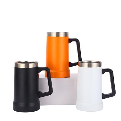 China Disposable Stainless Steel Double Wall Insulated Beer Mugs Keep Hot And Cold Coffee Mugs Travel Coffee Mug With Handle for sale