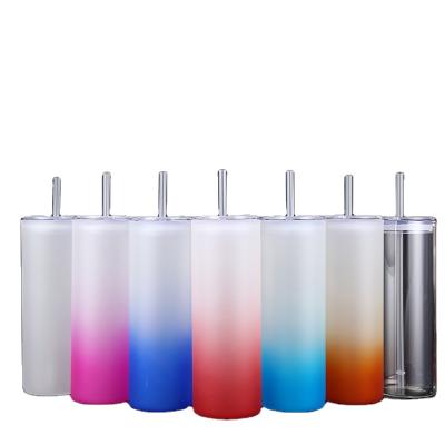 China BPA Free 20oz Disposable Glass Water Bottle Frosted Clear Glass Beer Can Sublimation Glass Tumbler for sale