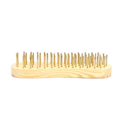 China Fast Supply Wood Handle Factory Direct Delivery Brass Wire Cup Grinding Brass Brush for sale