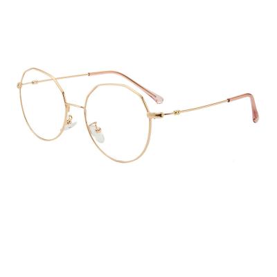 China 2021 Anti Polygon Decorative Red Women Fashion Blue Lights Optically Clear Eye Glass Frame for sale