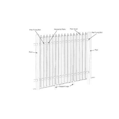 China Easily Assembled Custom Size Galvanized Powder Coated Steel Post Fences For Outdoor Garden for sale