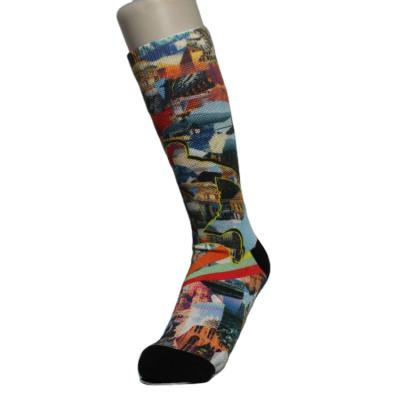 China Antibacterial Custom Digital Printing Machine Print Socks 3d Pattern Cotton Polyester Spandex Socks for sale