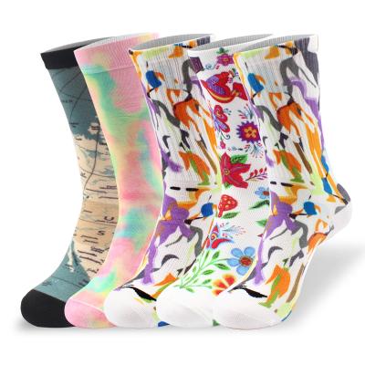 China OEM Antibacterial Women Warm Socks Sublimation Printing Crew Sock Women Printing Socks for sale