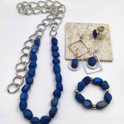 China Fashion High Quality Unique Design Jewelry Set Brass Natural Stone Jewelry Set for sale