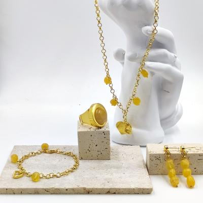 China Trendy Unique Brass Fashion Jewelry Natural Stone Set for sale