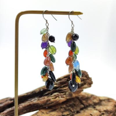 China TRENDY Fashion Design Lady 925 Sterling Silver Unique Nature Stone Earring Jewelry for sale