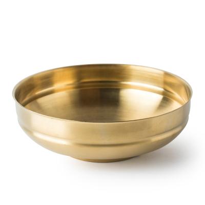 China Sustainable Korean High Quality Single Layer Golden Stainless Steel 20cm Noodle Cold Bowl for sale